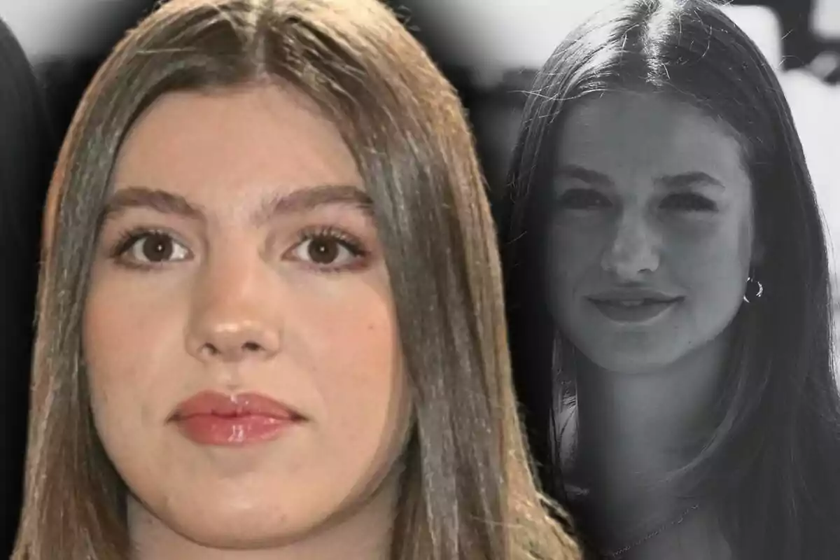 Muntatge de fotos en primer pla de la infanta Sofia i la princesa Leonor, ambdues amb el rostre mig somrient.