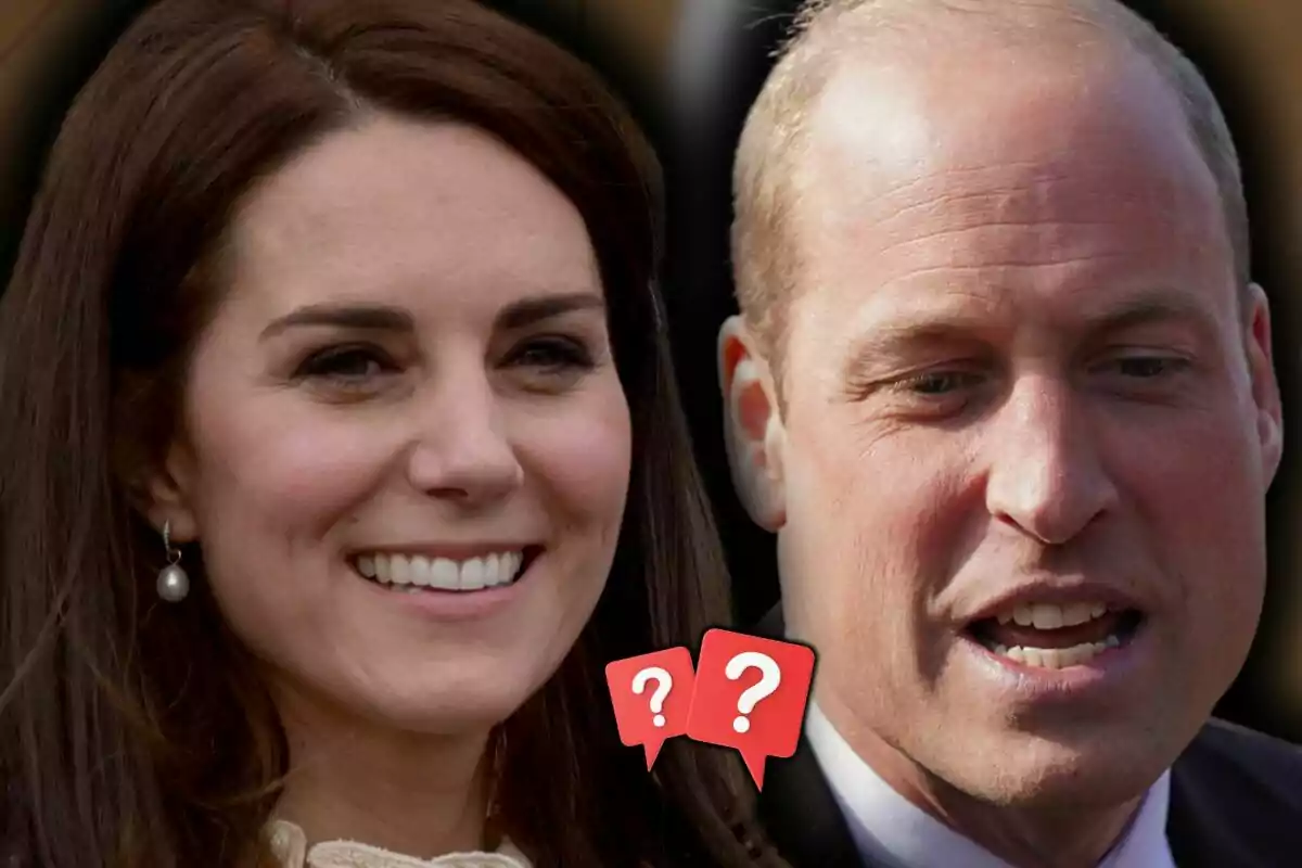 Muntatge de fotos en primer pla del príncep Guillem i la Kate Middleton, tots dos amb el rostre somrient.