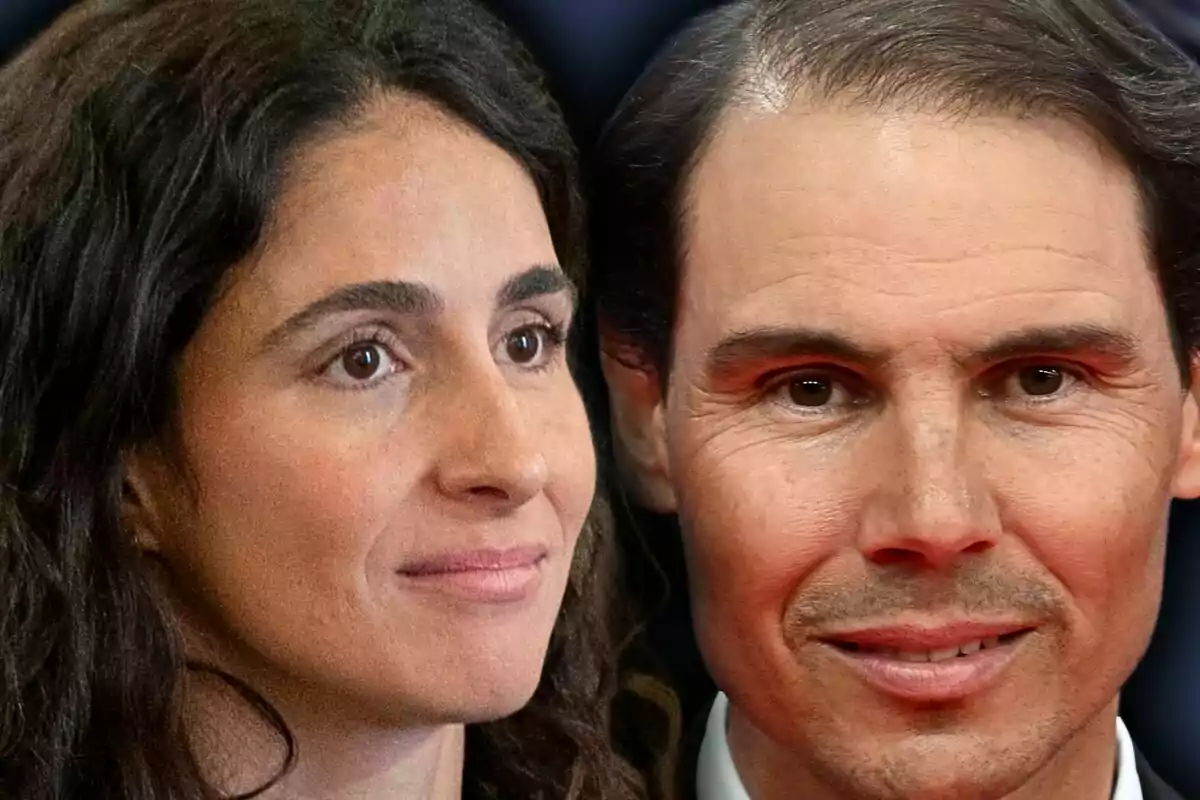 Muntatge de fotos en primer pla de Xisca Perelló i Rafa Nadal, tots dos amb el rostre somrient.