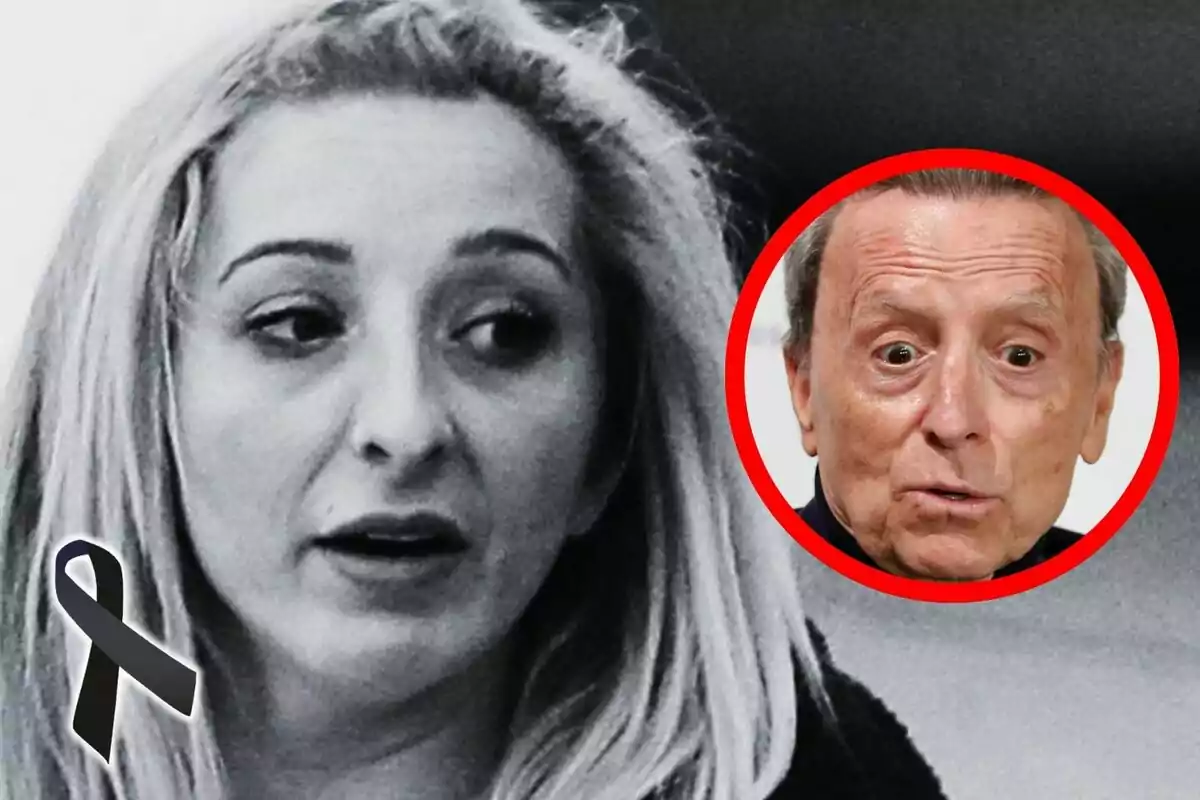 Muntatge de fotos en primer pla de Michu amb rostre seriós i José Ortega Cano també amb rostre seriós.
