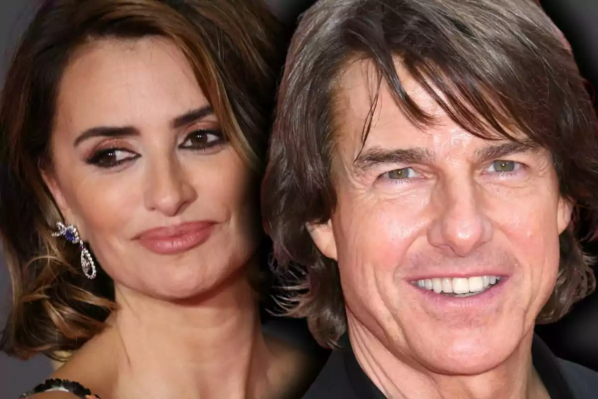 Montaje de fotos de primer plano de Tom Cruise y Penélope Cruz.