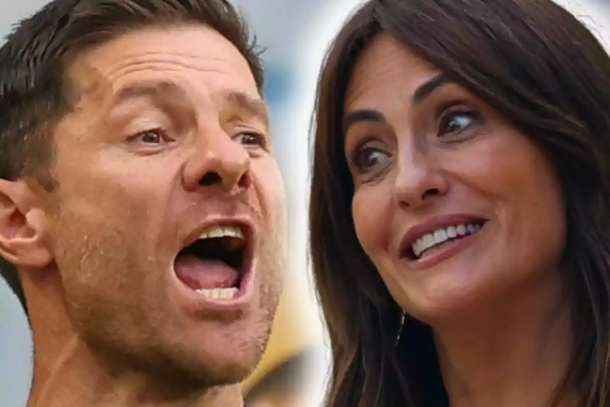 Muntatge de fotos en primer pla de Xabi Alonso i Nagore Aranburu, tots dos amb rostres somrients.