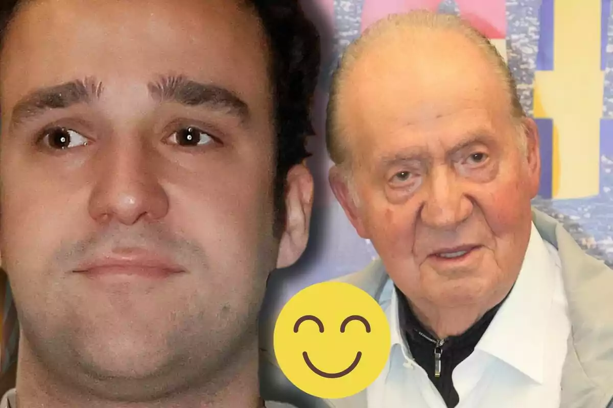 Froilán y Juan Carlos I aparecen juntos en un montaje con un emoji de cara sonriente en primer plano.