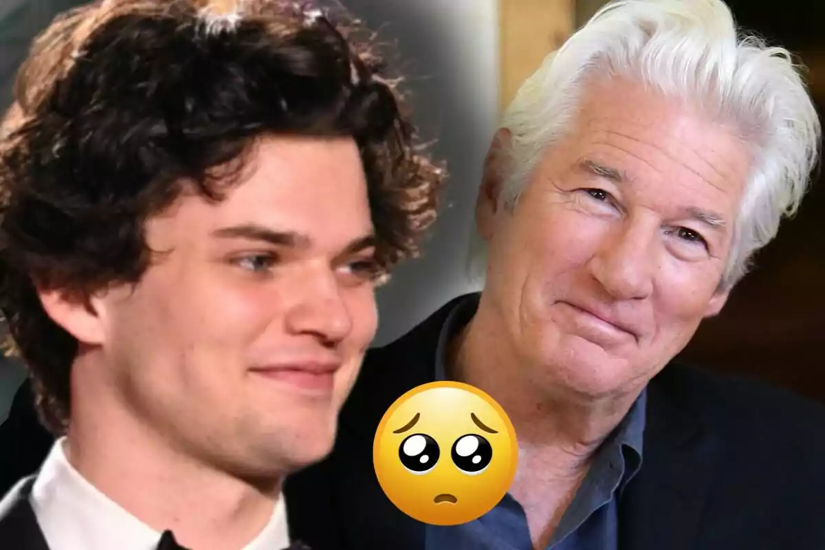 Homer and Richard Gere appear together with a sad face emoji in the center of the image.