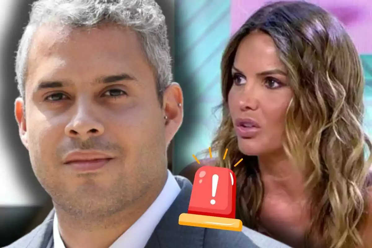 José Fernando y Marta López con una sirena de alerta roja dibujada en primer plano
