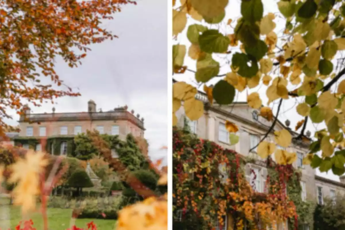Mansió antiga envoltada de jardins i arbres amb fulles de colors de tardor, que és Highgrove House.