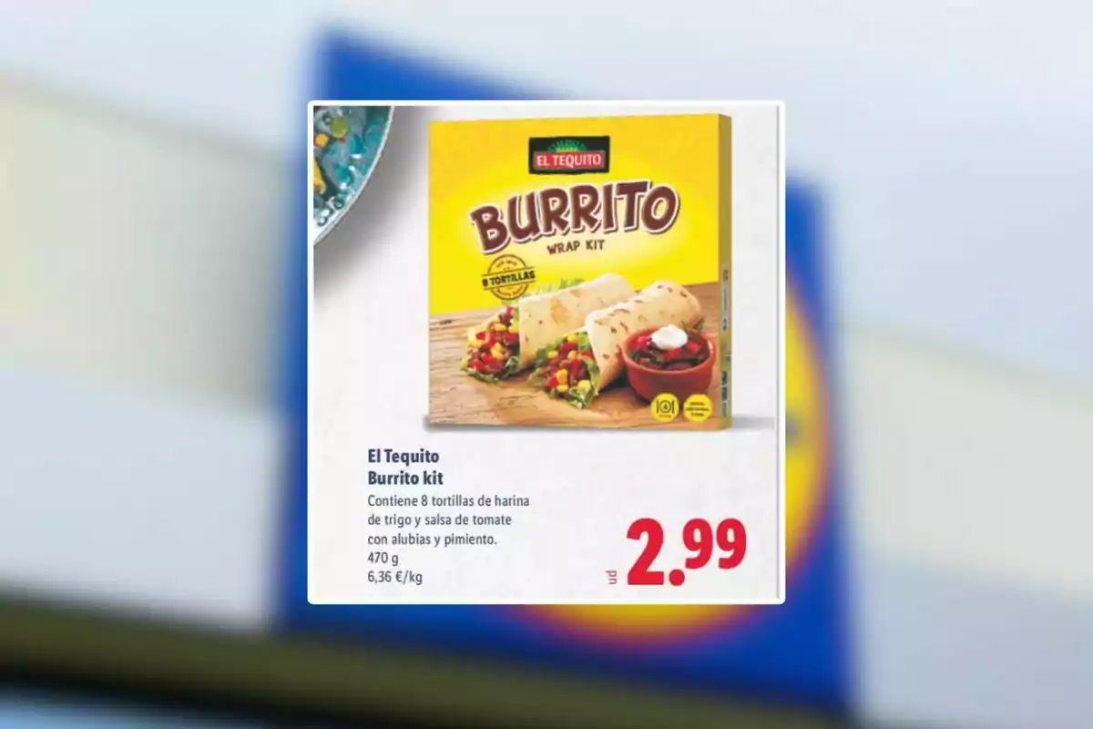 Kit de burritos El Tequito con 8 tortillas de harina de trigo y salsa de tomate con alubias y pimiento en oferta a 2.99 euros Kit de burritos El Tequito con 8 tortillas de harina de trigo y salsa de tomate con alubias y pimiento en oferta a 2.99 euros
