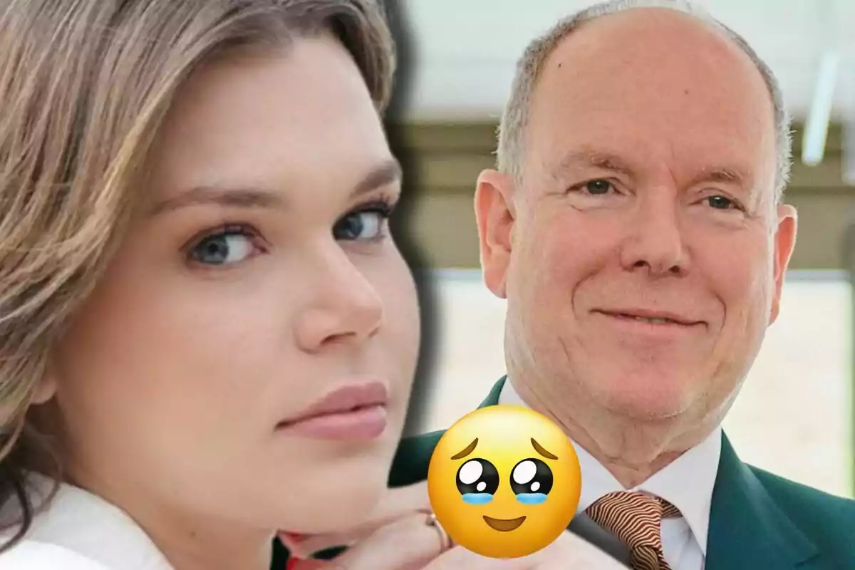 Camille Gottlieb i el príncep Albert apareixen junts a la imatge amb un emoji de carona amb ulls brillants i llàgrimes al davant.