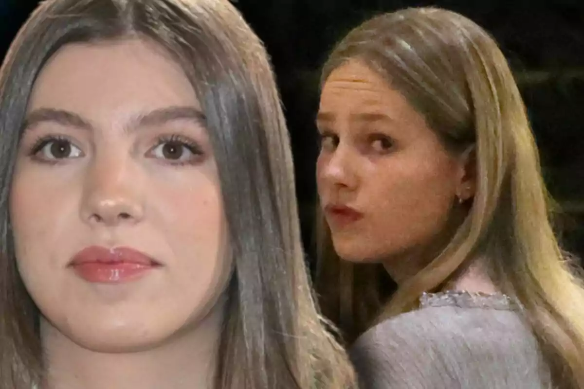 La infanta Sofia i Irene Urdangarin, una mirant al front i l’altra de perfil, totes dues amb expressió seriosa.