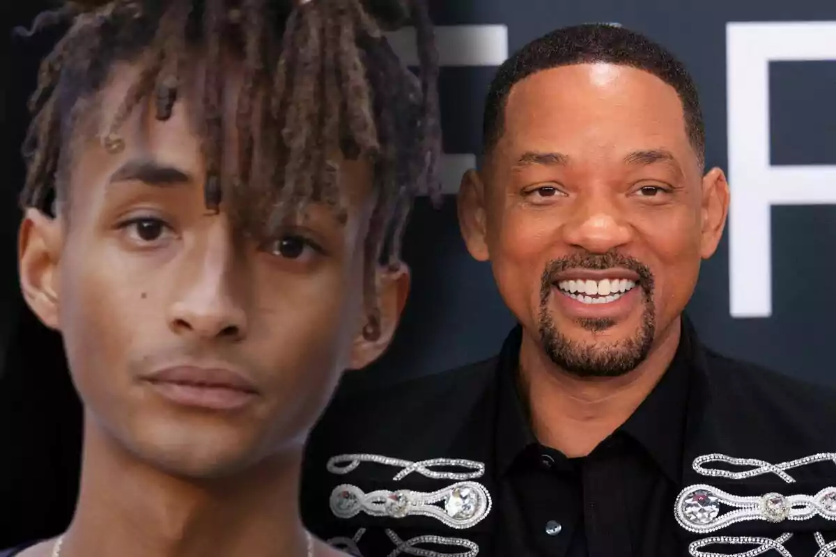 Jaden y Will Smith posando, una con expresión seria y cabello con rastas, la otra sonriendo y con barba recortada