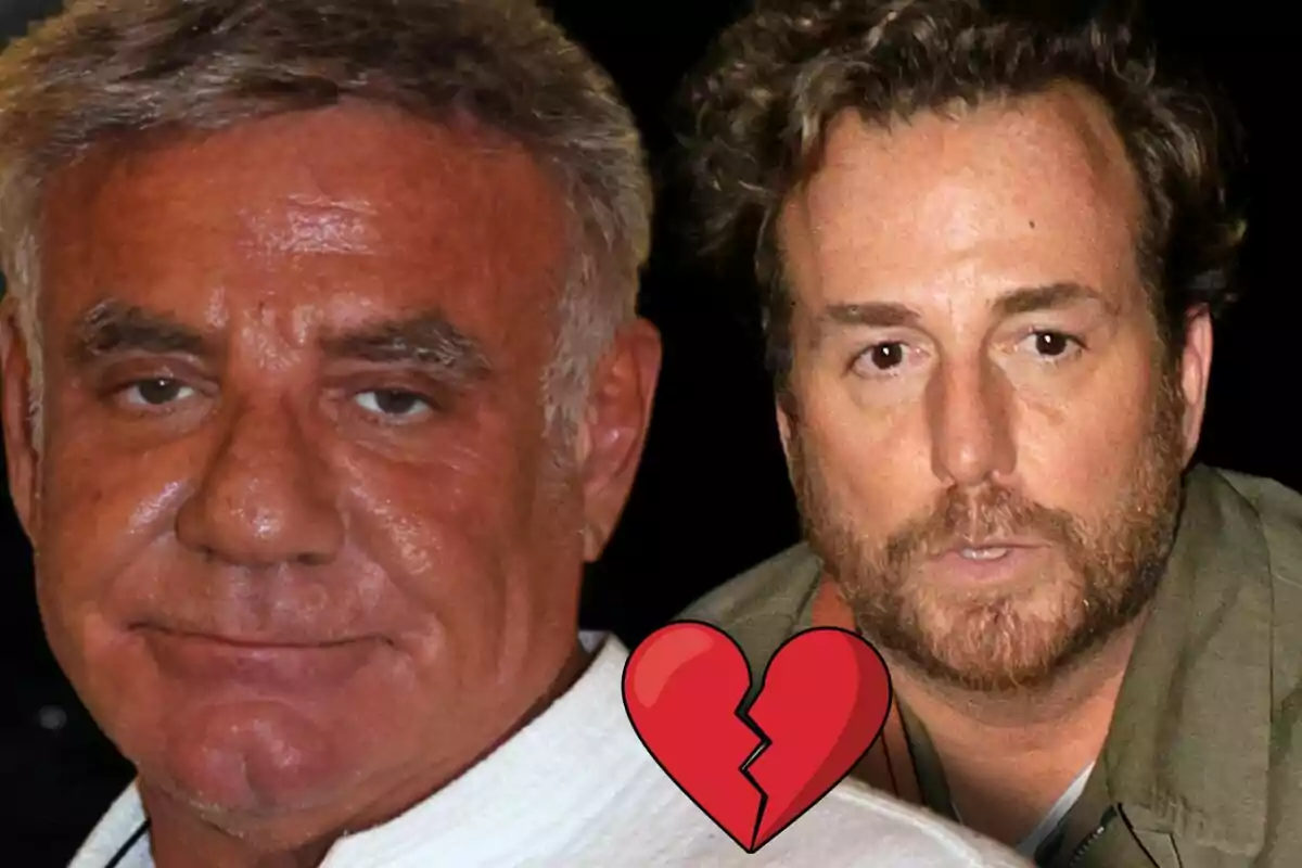 Joaquín Torres y Raúl Prieto mirando a la cámara con un corazón roto dibujado en el centro de la imagen