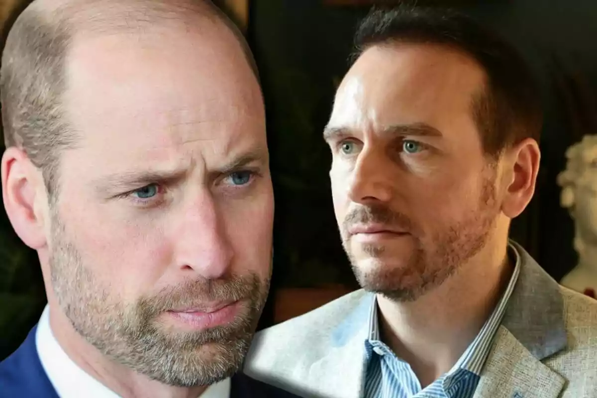 Dos homes amb barba i expressió seriosa, un calb i l’altre de cabells foscos, tots dos vestits formalment.