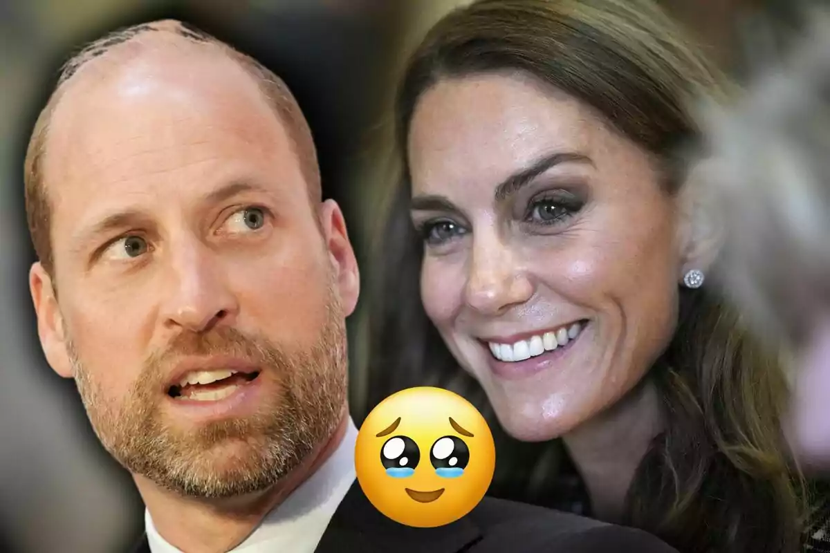 Un home amb barba i una dona somrient apareixen junts en primer pla amb un emoji de carona amb ulls brillants i llàgrimes al centre de la imatge. Un home amb barba i una dona somrient apareixen junts en primer pla amb un emoji de carona amb ulls brillants i llàgrimes al centre de la imatge.