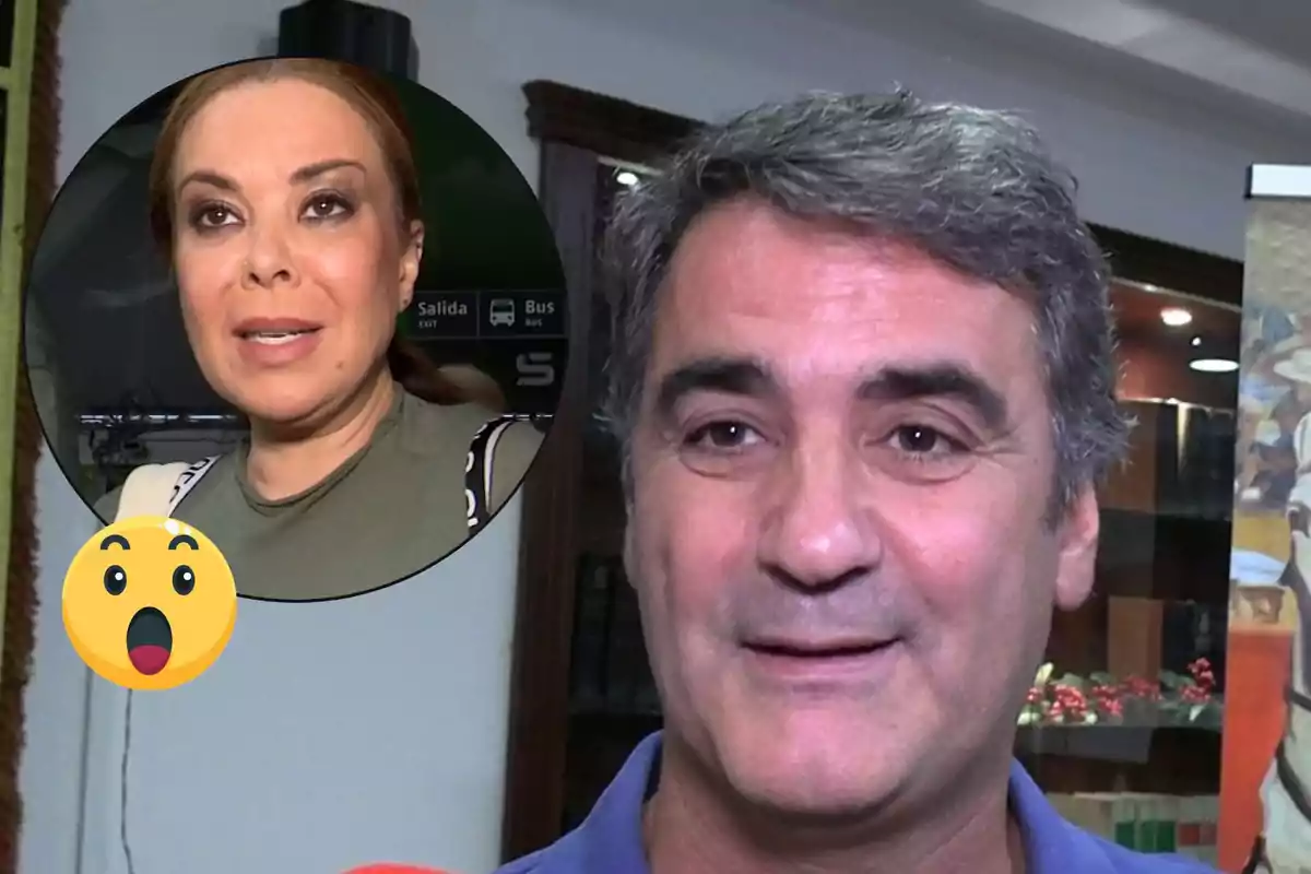 Home de cabells canosos somriu mentre a la cantonada superior esquerra apareix el rostre d’una dona amb expressió seriosa dins d’un cercle i un emoji de sorpresa. Home de cabells canosos somriu mentre a la cantonada superior esquerra apareix el rostre d’una dona amb expressió seriosa dins d’un cercle i un emoji de sorpresa.