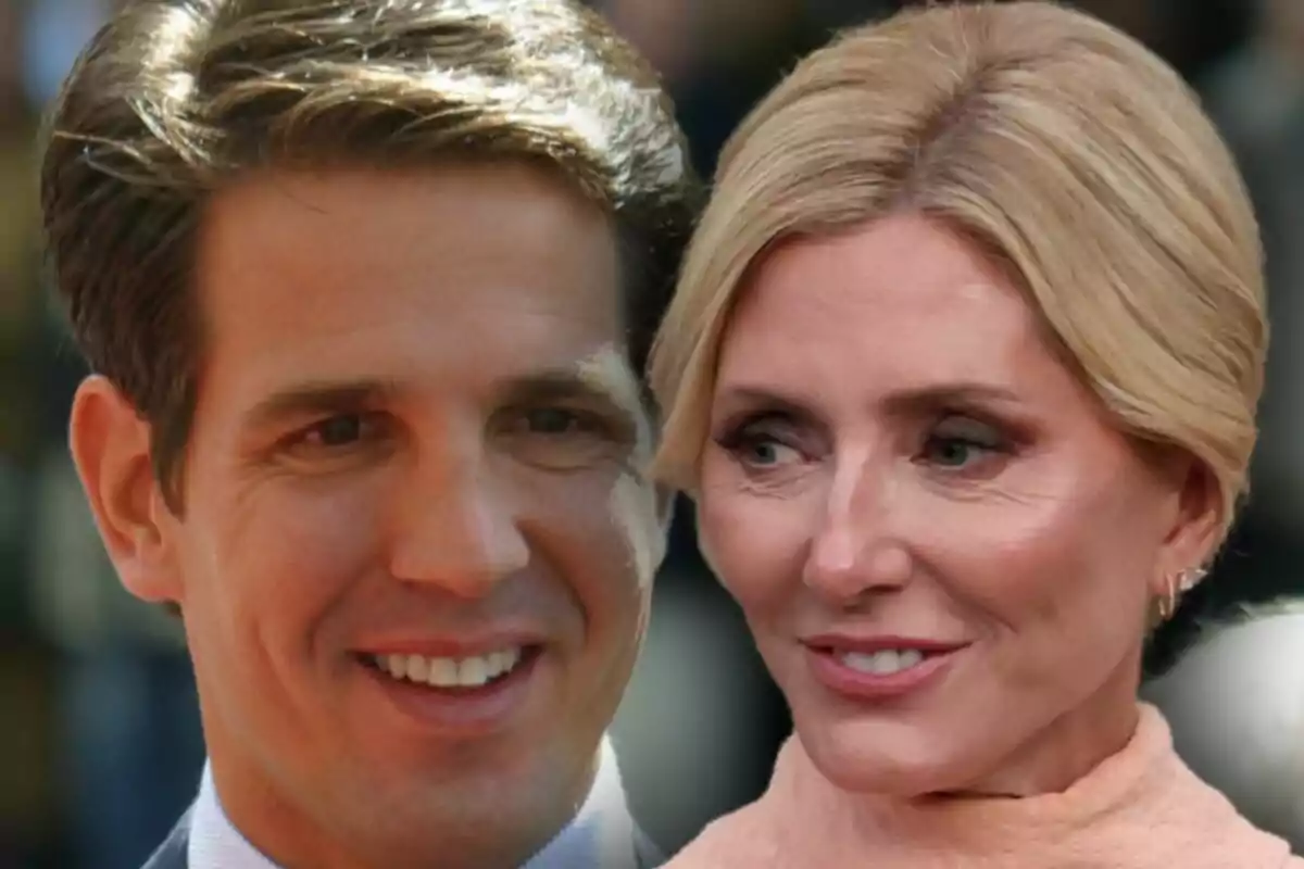 Un home i una dona somriuen mentre miren cap endavant, tots dos amb una expressió amigable i un fons desenfocat; són en Pablo de Grècia i la Marie Chantal. Un home i una dona somriuen mentre miren cap endavant, tots dos amb una expressió amigable i un fons desenfocat; són en Pablo de Grècia i la Marie Chantal.