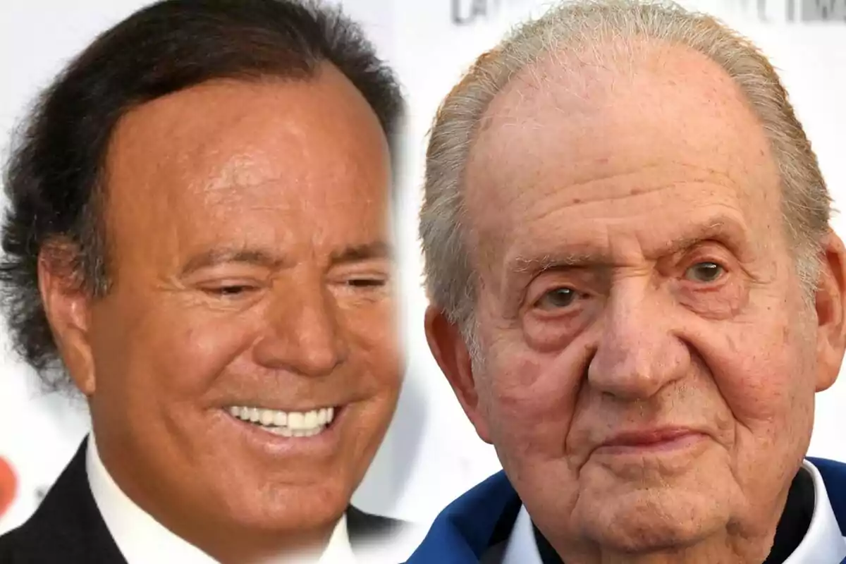 Muntatge de fotos en primer pla de Julio Iglesias i Joan Carles I. Muntatge de fotos en primer pla de Julio Iglesias i Joan Carles I.