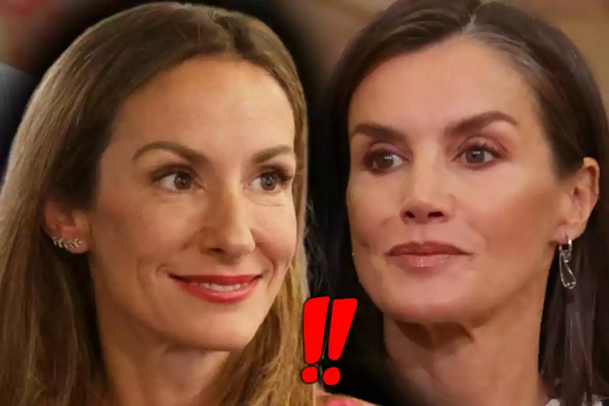 Muntatge de fotos en primer pla de Letícia Ortiz i la seva germana, Telma Ortiz, amb expressions serioses i un parell de signes d’exclamació vermells entre elles.