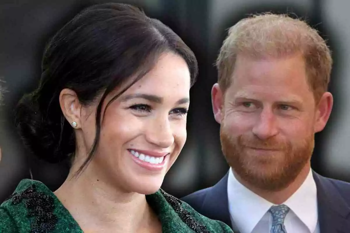 Meghan Markle i el príncep Harry amb vestit apareixen junts en primer pla. Meghan Markle i el príncep Harry amb vestit apareixen junts en primer pla.