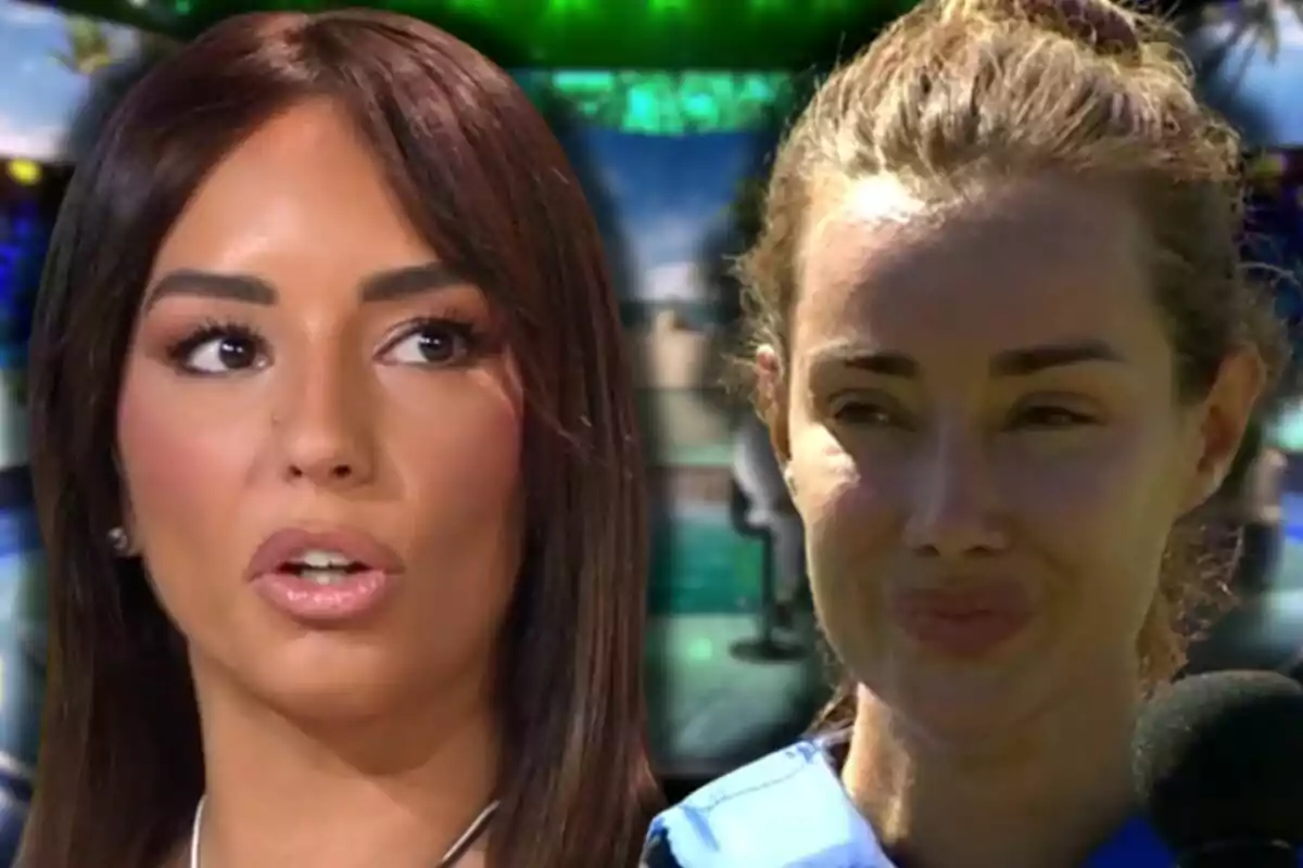 Anita Williams i Adara Molinero en primer pla amb expressions serioses i fons desenfocat de colors verds i blaus Anita Williams i Adara Molinero en primer pla amb expressions serioses i fons desenfocat de colors verds i blaus