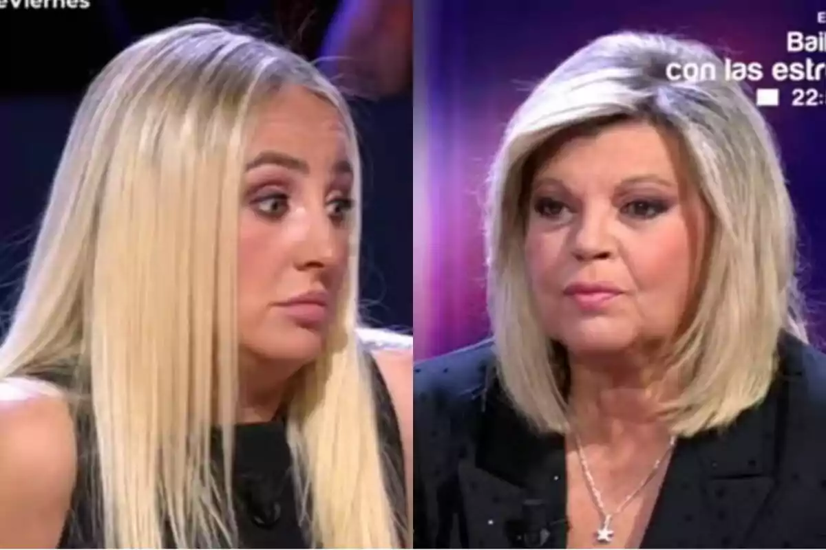 Rocío Flores i Terelu Campos, rosses, assegudes en un plató de De Divendres amb expressions serioses Rocío Flores i Terelu Campos, rosses, assegudes en un plató de De Divendres amb expressions serioses