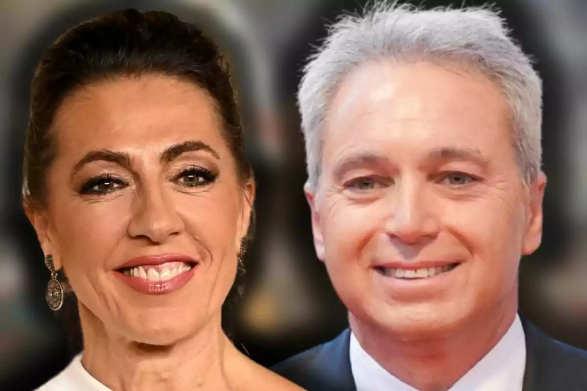 Àngeles Blanco i Vicente Vallés somriuen mirant a la càmera amb el fons desenfocat Àngeles Blanco i Vicente Vallés somriuen mirant a la càmera amb el fons desenfocat