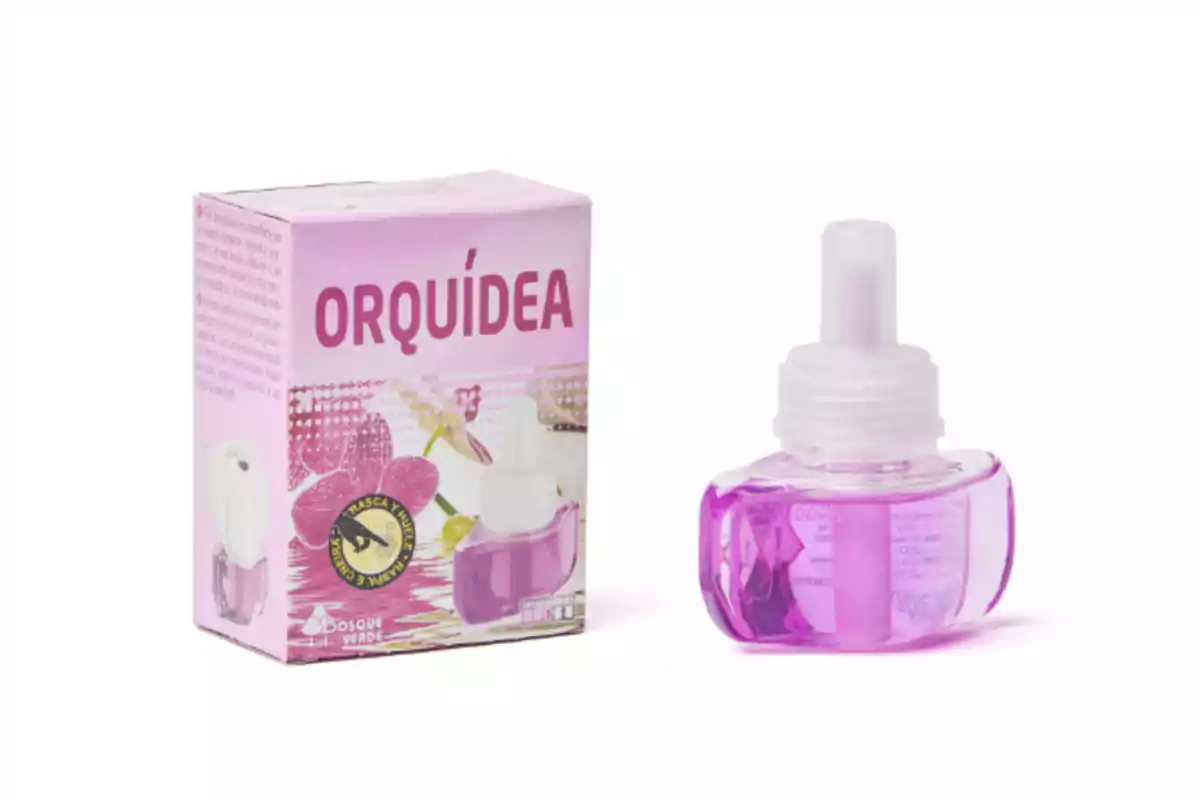 Ambientador elèctric amb fragància d’orquídia en envàs i capsa de color rosa Ambientador elèctric amb fragància d’orquídia en envàs i capsa de color rosa