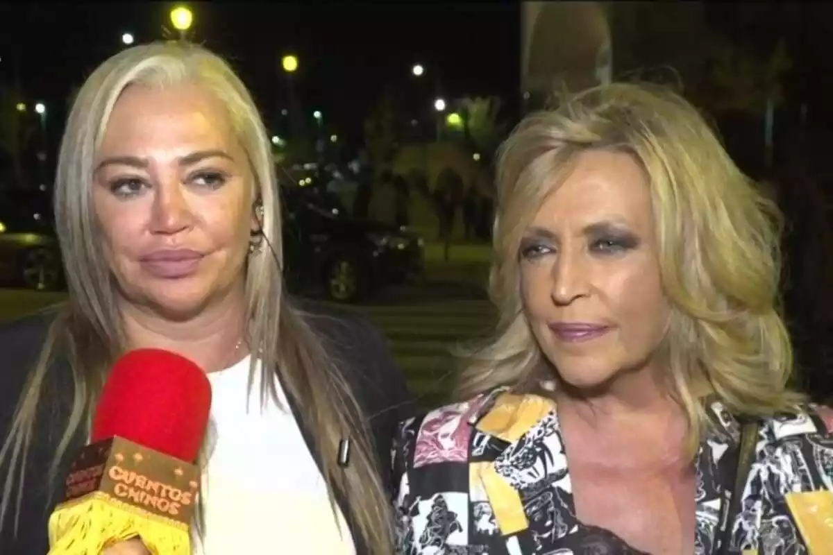 Belén Estebal i Lydia Lozano, totes dues amb rostre seriós, en la seva connexió per al programa 'Contes Xinesos' de Telecinco