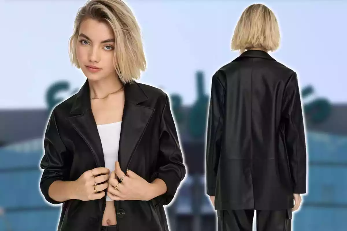 Model d'El Corte Inglés amb blazer negra de pell