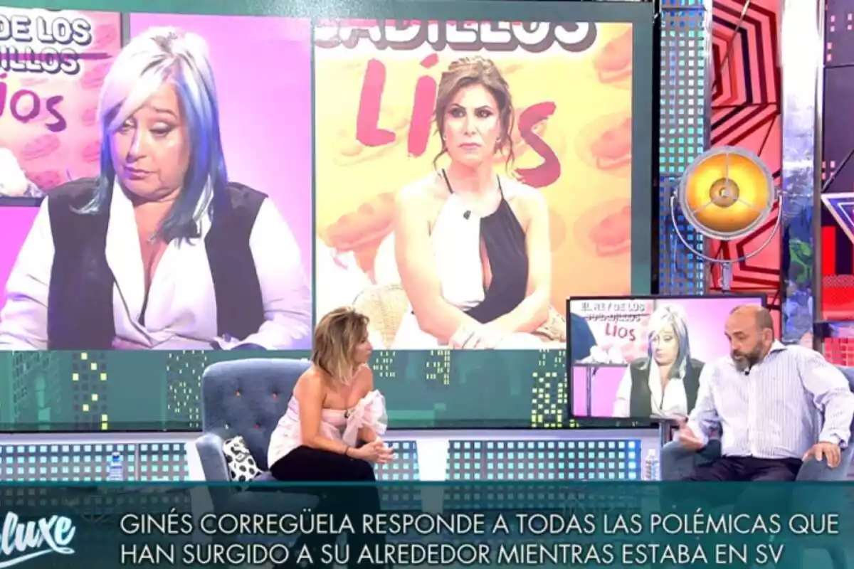 Captura del programa 'Sálvame Deluxe', on apareix en la pantalla Ginés Corregüela, María Patiño, Yaiza Martín i Isabel Hurtado