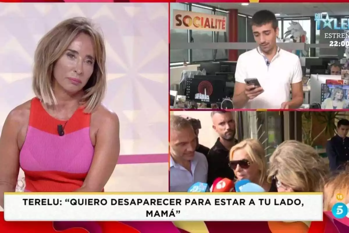Captura del programa 'Socialité' amb María Patiño i un dels seus col·laboradors en pantalla, parlant sobre les darreres paraules de Terelu Campos sobre la mort de la seva mare