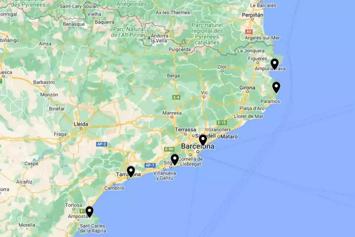 Imatge de la Comunitat Autònoma de Catalunya des de Google Maps