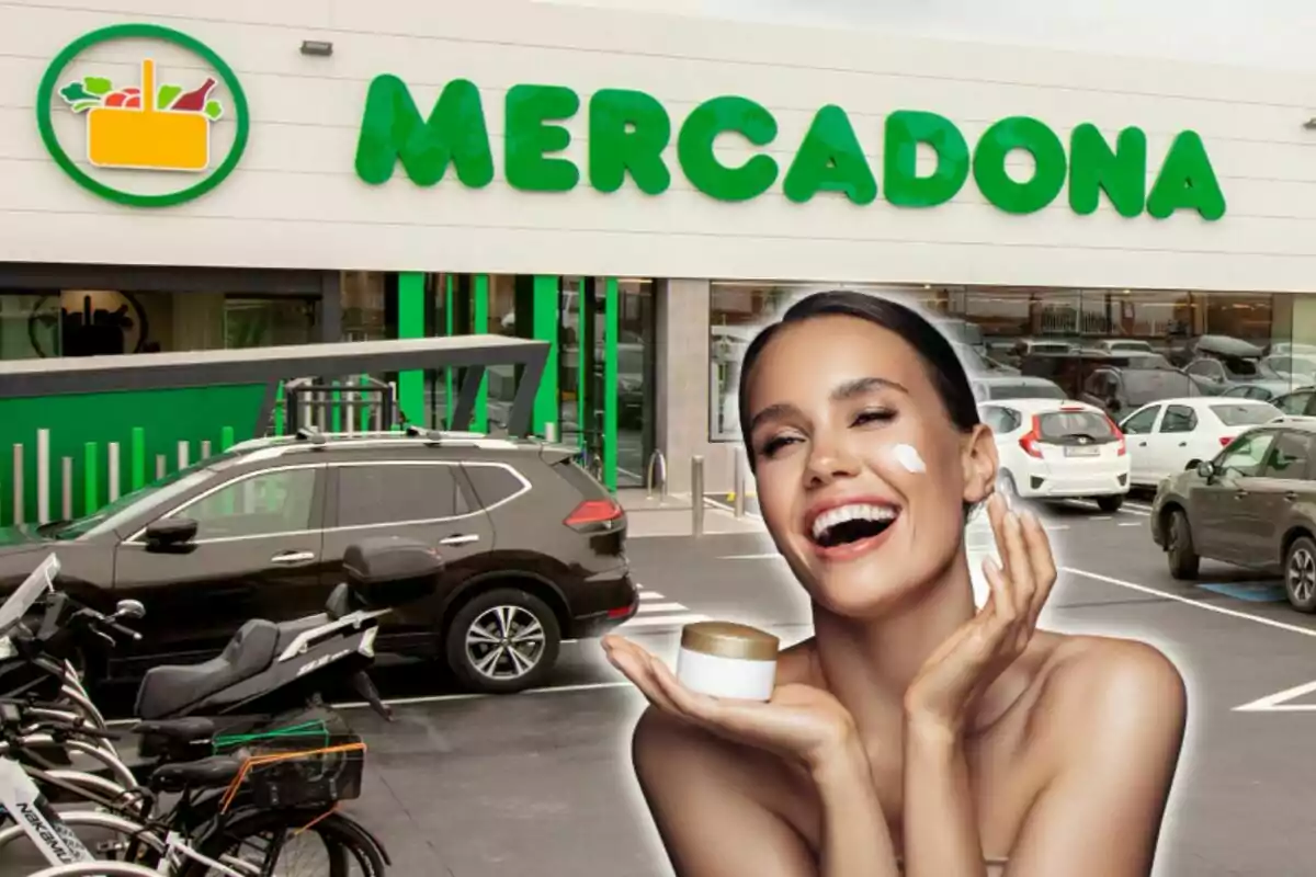 Dona usant una crema facial de Mercadona