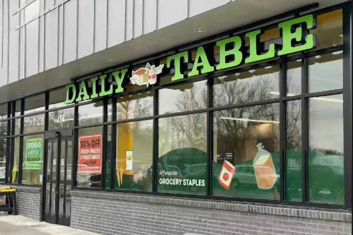 Storefront with a green sign that says Storefront with a green sign that says