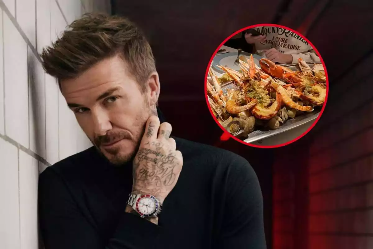 Muntatge amb David Beckham i una mariscada a un restaurant de Barcelona