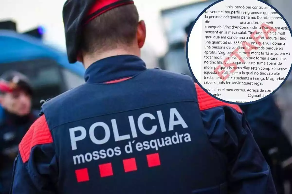 Muntatge amb una imatge dels Mossos i una estafa