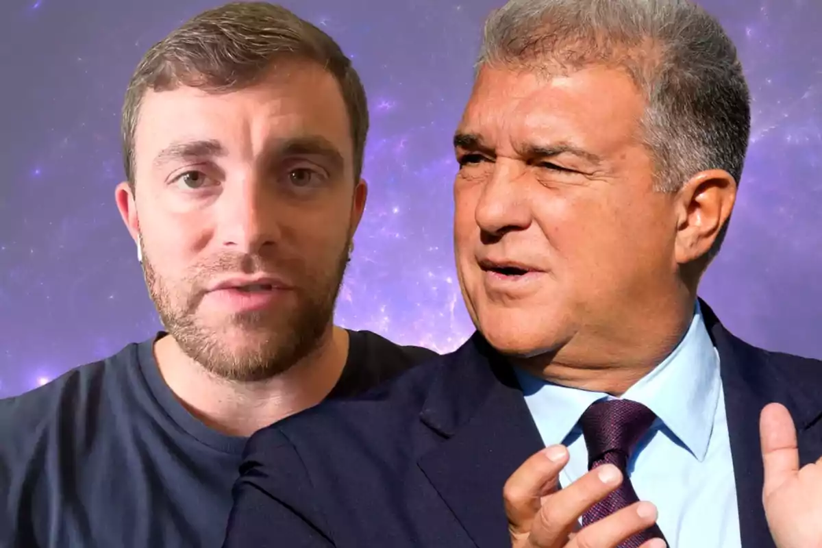Two men in the foreground with a starry sky background.