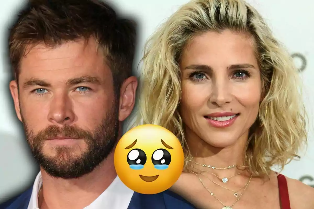 Dos personas sonrientes con un emoji de carita emocionada en el centro.