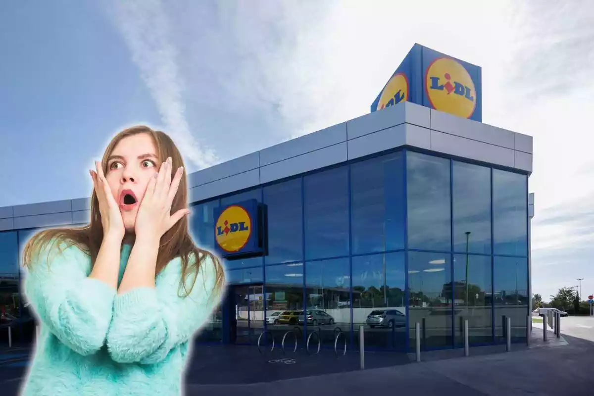 Fotomuntatge de Lidl amb una dona sorpresa