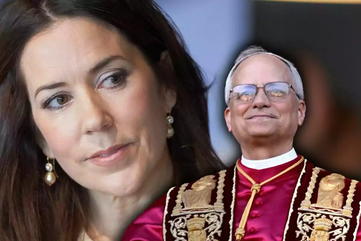 A woman with a pensive expression and an older man in ceremonial attire.