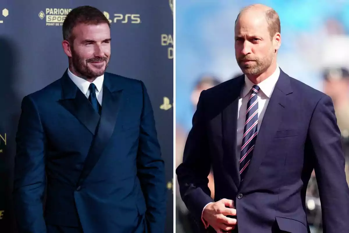 Two men dressed in dark suits pose at different events, one with a background of logos and the other outdoors. Two men dressed in dark suits pose at different events, one with a background of logos and the other outdoors.