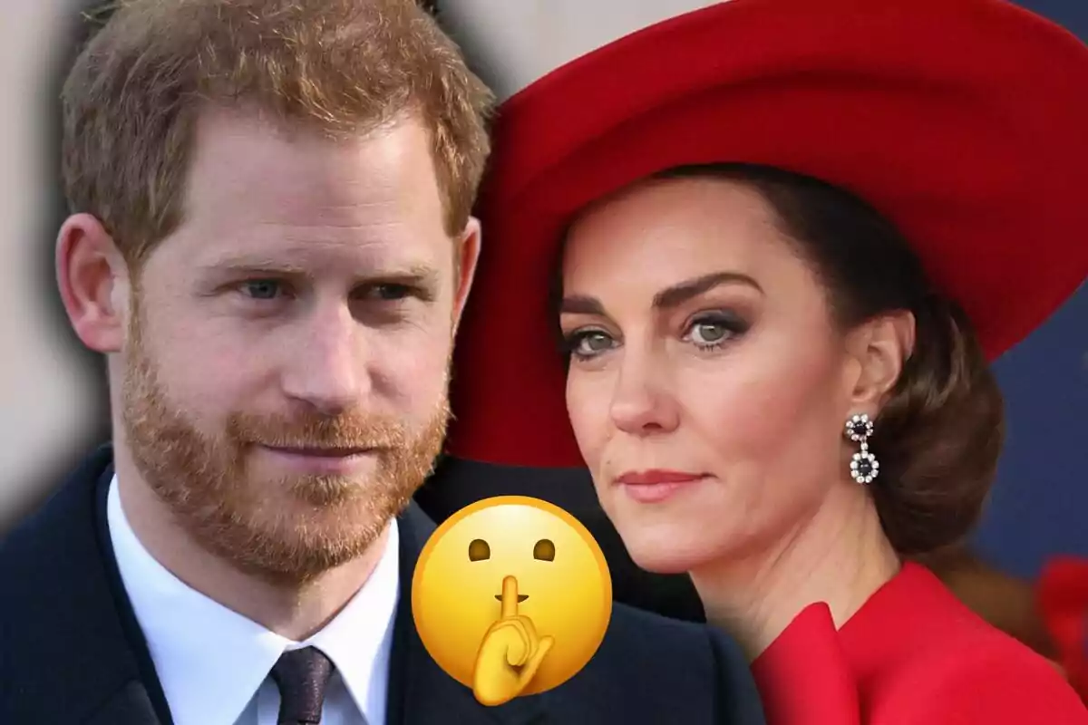 Two people look forward with a silence emoji overlaid in the center.