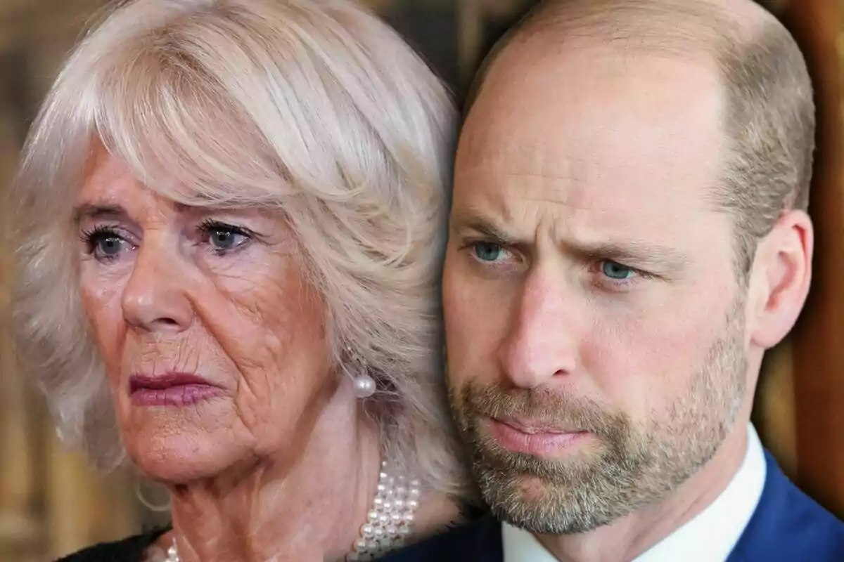 Two people with serious and worried expressions looking straight ahead