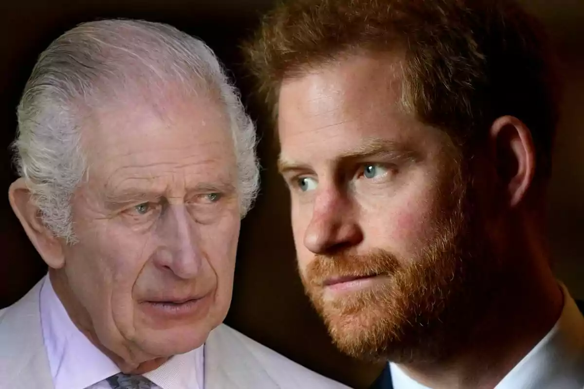 Two men looking at each other with serious expressions, one with gray hair and the other a redhead with a beard
