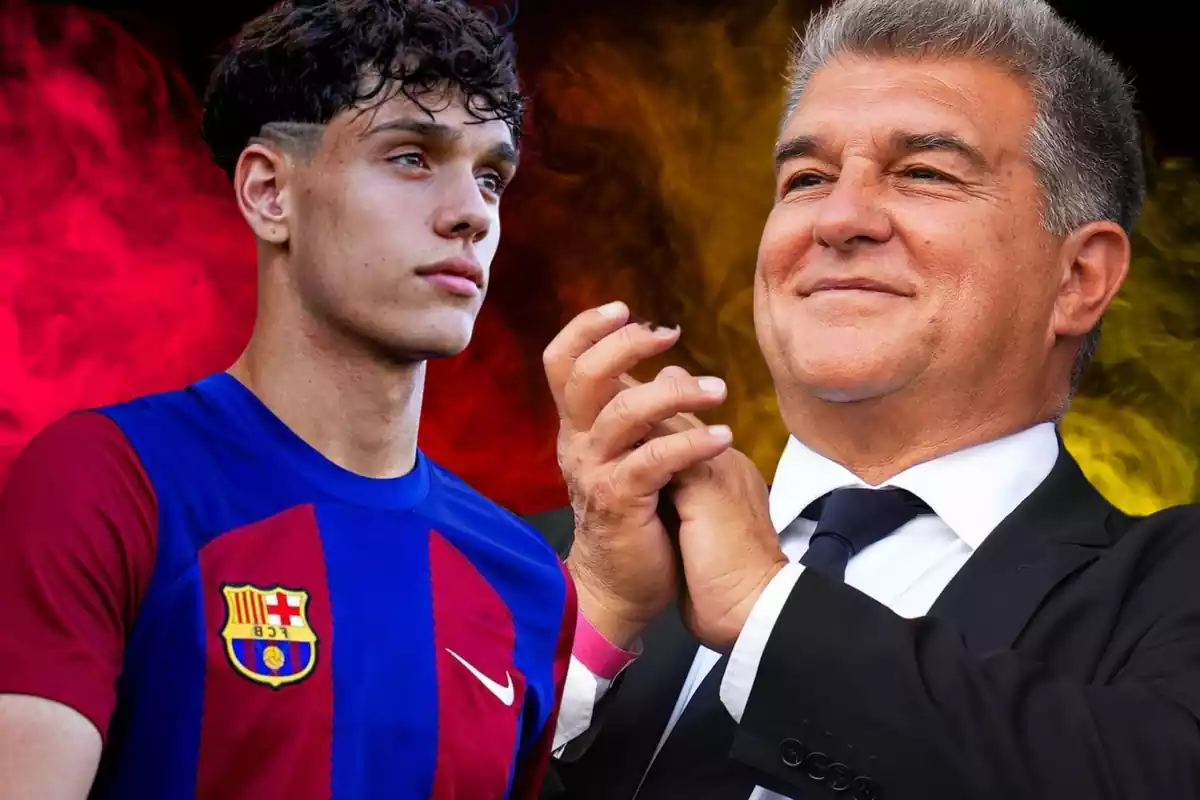 Héctor Fort i Joan Laporta en primer pla