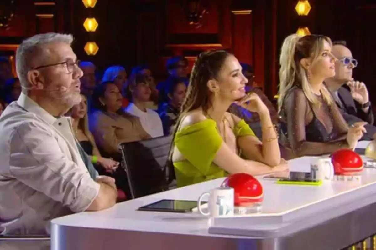 Flo, Paula Echevarría, Edurne i Risto durant la primera audició de Got Talent 9