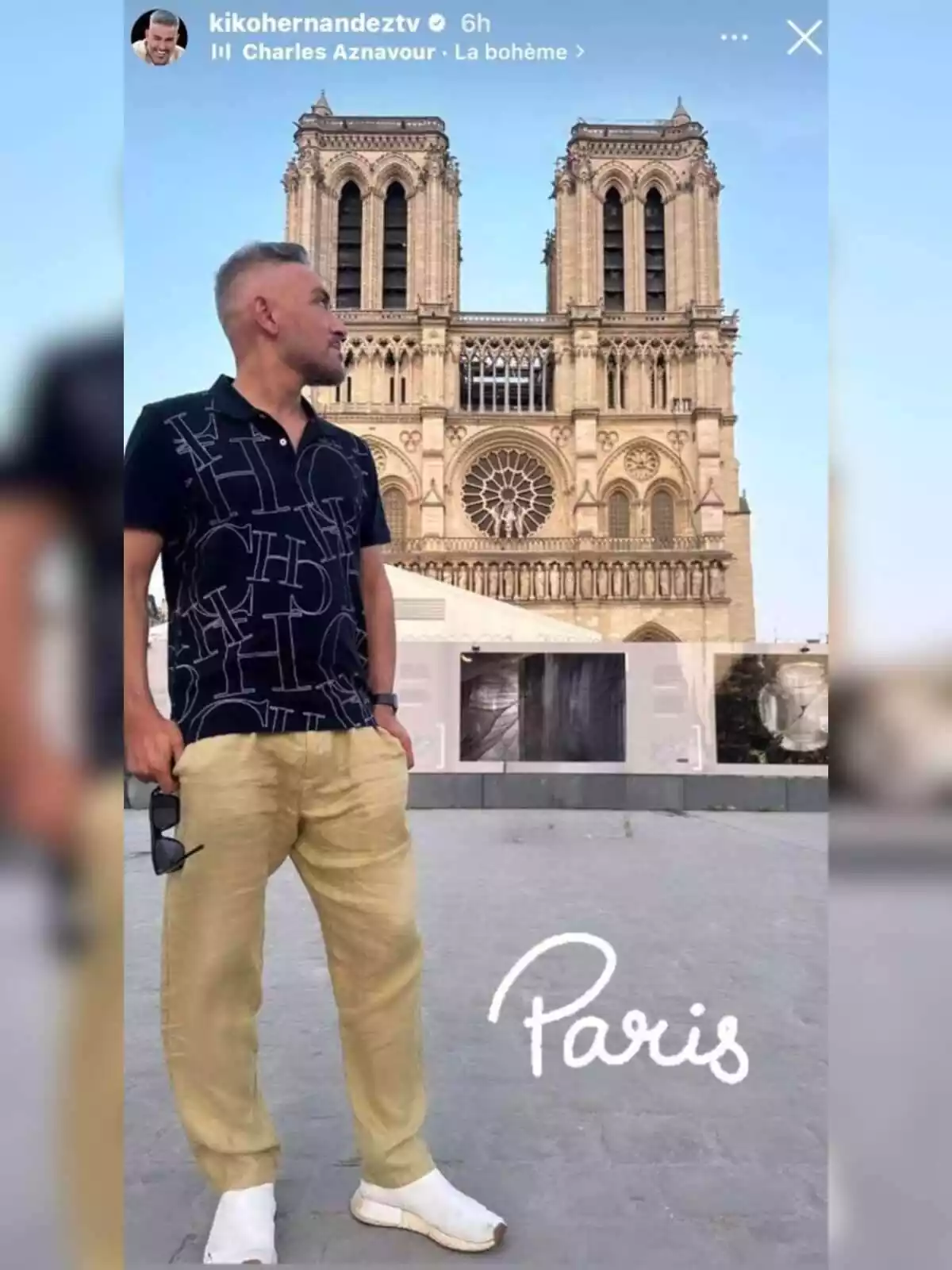 Història d'Instagram de Kiko Hernández amb la Catedral de Notre Dame darrere