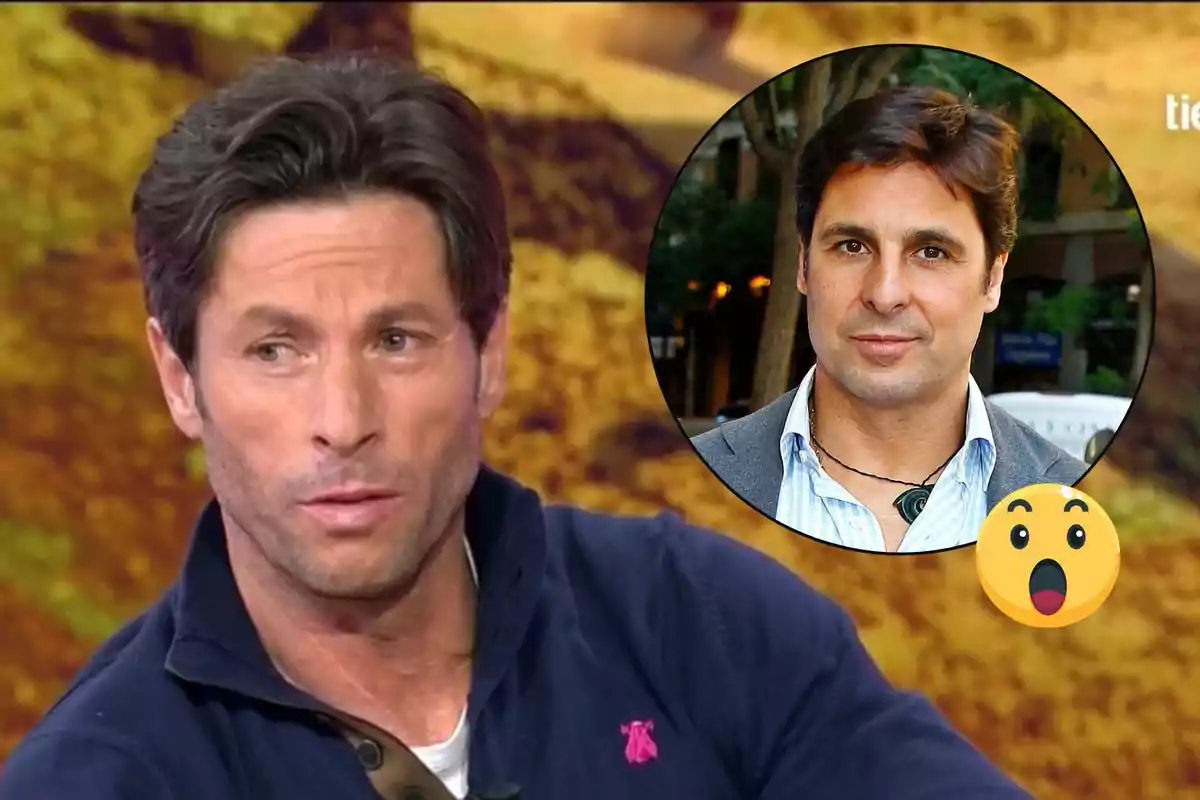 Un home amb cabell fosc i expressió seriosa apareix en un programa de televisió, mentre que en un cercle superposat es mostra una altra imatge d'ell amb una expressió neutral i un emoji sorprès.