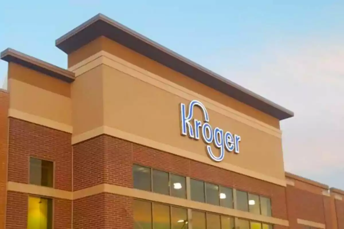 Facade of a Kroger store at sunset. Facade of a Kroger store at sunset.