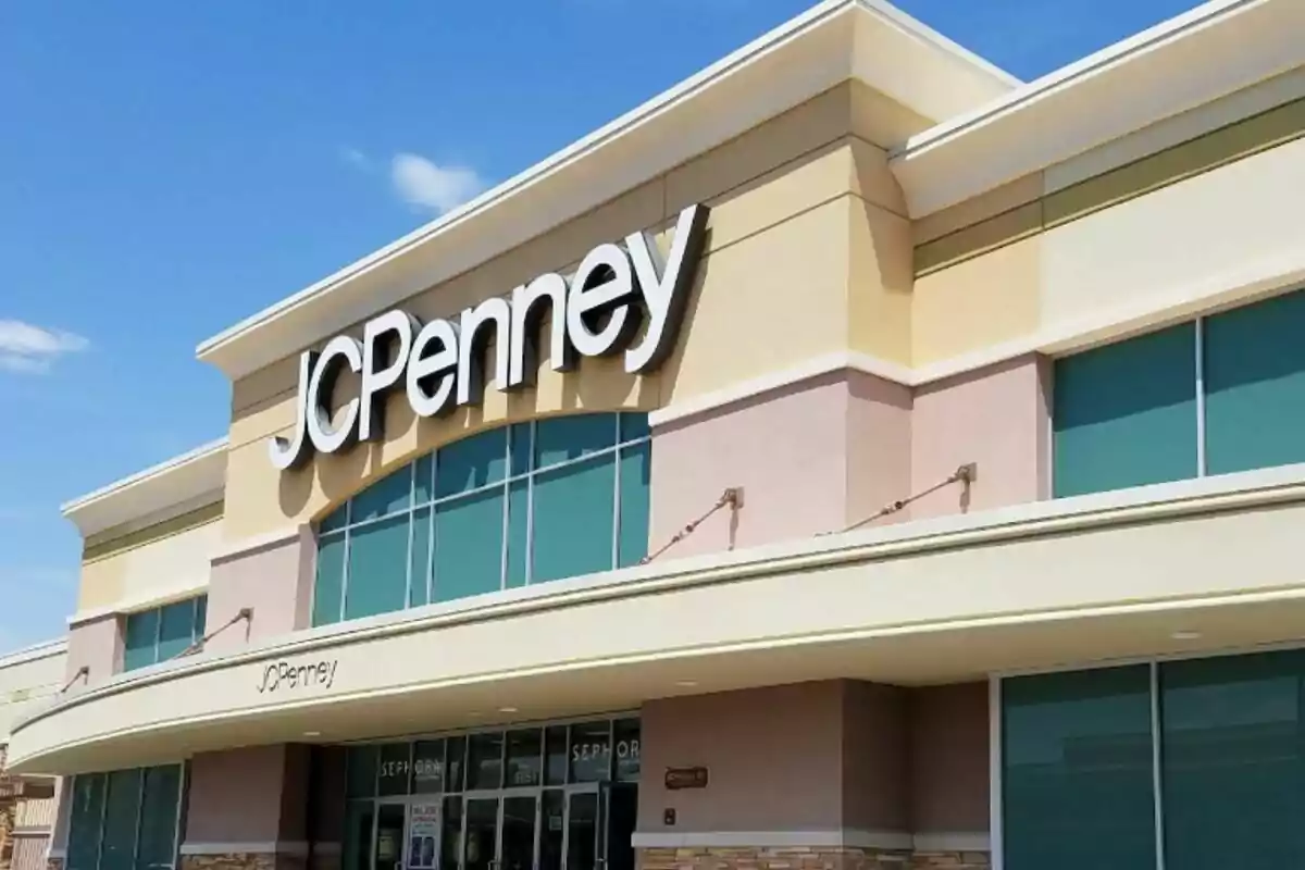 JCPenney store facade with blue sky in the background. JCPenney store facade with blue sky in the background.