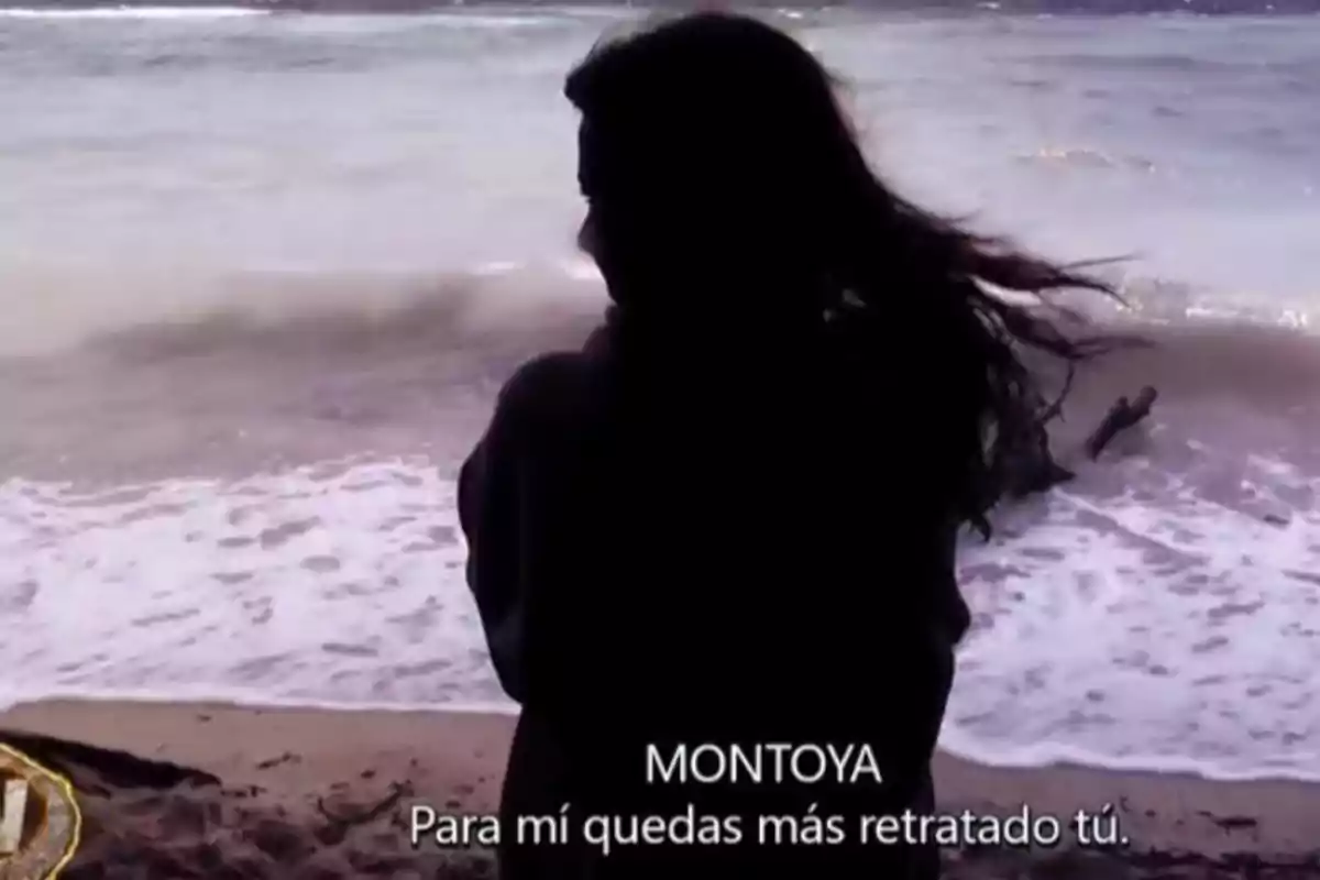 Una persona d'esquena mirant el mar amb subtítols a la part inferior. Una persona d'esquena mirant el mar amb subtítols a la part inferior.